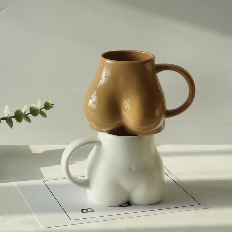 Ceramics Novelty Mugs Cup Woman Body Ass Butt Shape Coffee Milk Mug Sculpture Cup Dining Table  Decoration Accessories