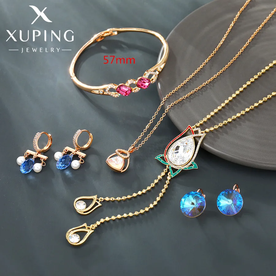 

Xuping Jewelry New Arrival Fashion Mixed Designs Promotion Crystal Earring Necklacer for Women LadiesGift