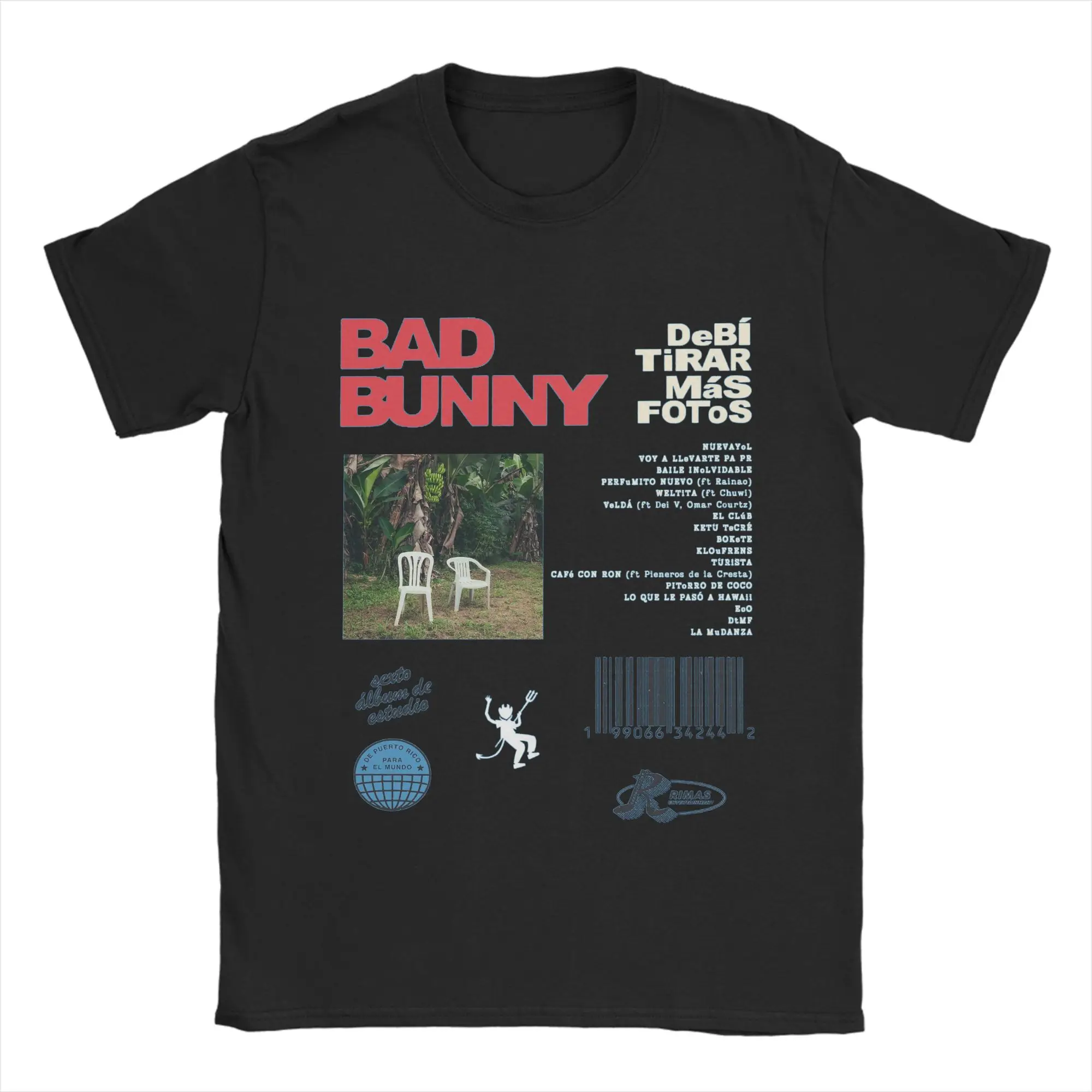 DTMF Debi Tirar Mas Fotos BAD BUNNY T-Shirt Strand Beliebte T-Shirts Herren 100% Baumwolle Übergrößen T-Shirts Kurzarm Klassische Oberteile
