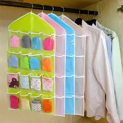 16 Grid Pockets Wardrobe Hanging Organizer Socks Bra Underwear Clear Rack Hanger Storage Bag Saving Space Organizer Dropship