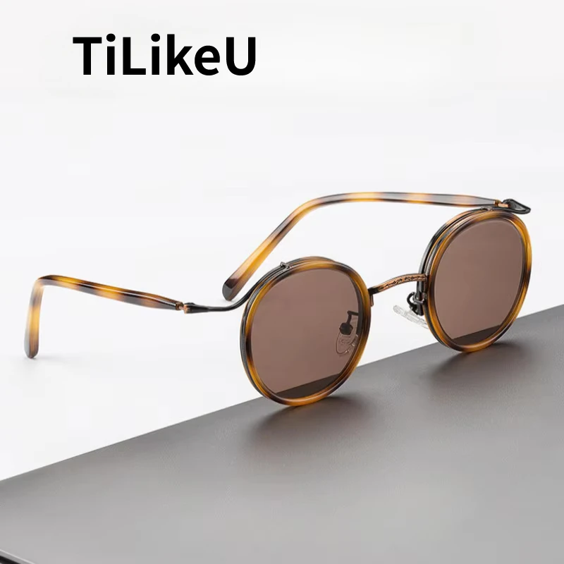 

2025 New Acetate Frame Glass Tea lens Retro Round Shades UV400 Sunscreen Men and Women Fashion Luxury Designer Travel Sunglasses