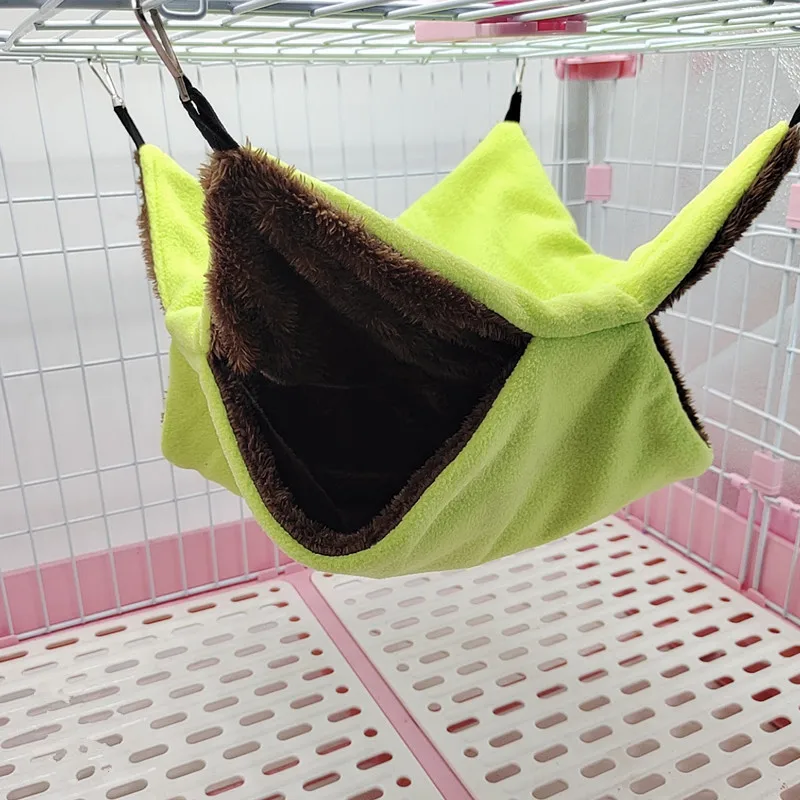 Solid Color Hammock for Rats Double Thick Plush Warm Bed for Hamster House Nest Sleeping Bag Hanging Tree Beds Pet Hamster Nest