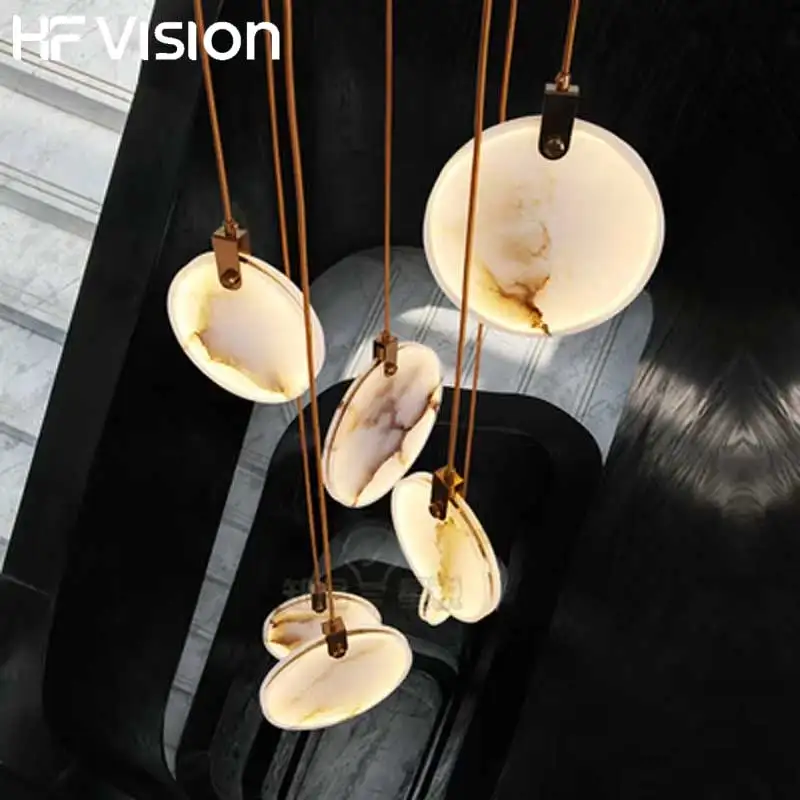 

New Trend European Natural Marble Gold Design Home Decor Chandelier Lighting,Lustre Suspension Luminaire Lampen Villa stairs