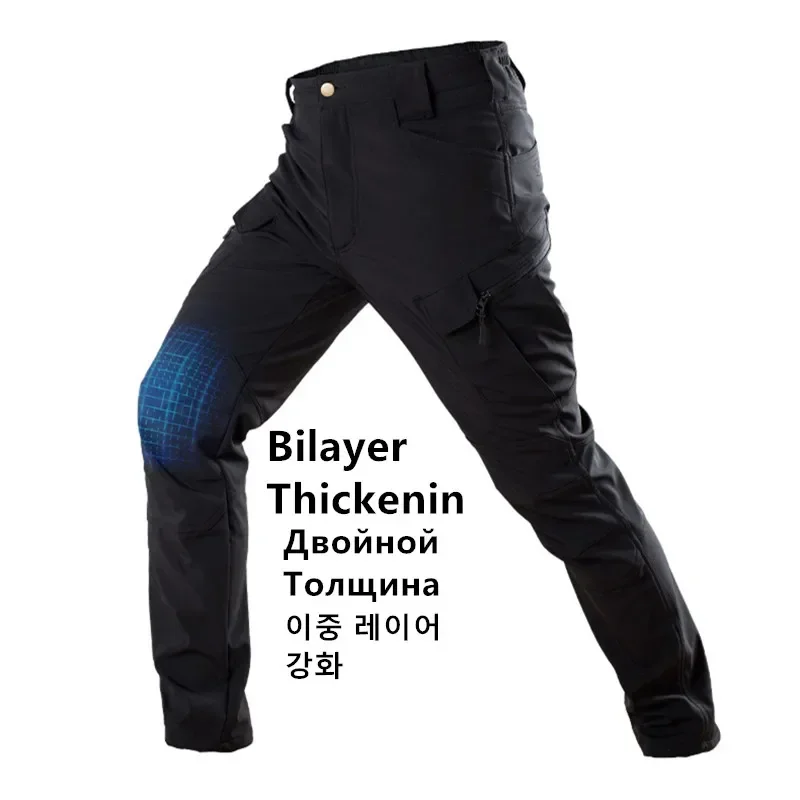 

Winter Knee Double Layer Thickened Waterproof Soft Shell with Plush and Wear-resistant Tactical Training Outdoor Camping Pants