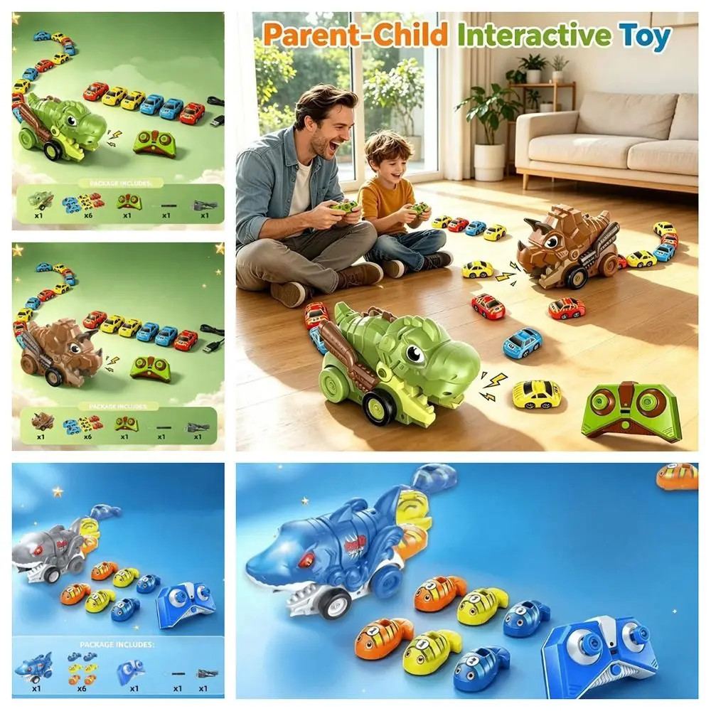 Simulation Model Animal Remote Control Toy Car Model Rechargeable Magnetic RC Eating Car Toy with Magnetic Splicing Interactive