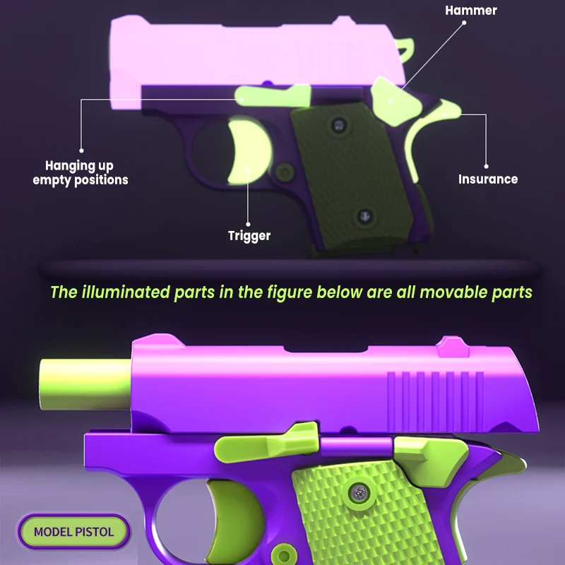 2024ใหม่3D ปืนมีดแรงโน้มถ่วงขนาดเล็กปืนของเล่น1911ไม่ยิงกระสุนของเล่นปืน Relief ความเครียดของเล่นของขวัญคริสต์มาสของขวัญวันเกิด