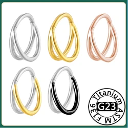G23 Titanium Nose Rings Hoops Double Septum Rings Cartilage Hoop Earring Piercing Nariz Open Stacked Hoop Nose Rings for Women