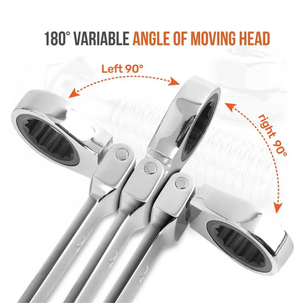 PHONE&GEAR 8-19mm Movable Head Ratchet Wrench Set -V Steel Multi-Functional Tool Kit for Auto Repair & DIY Enthusiasts