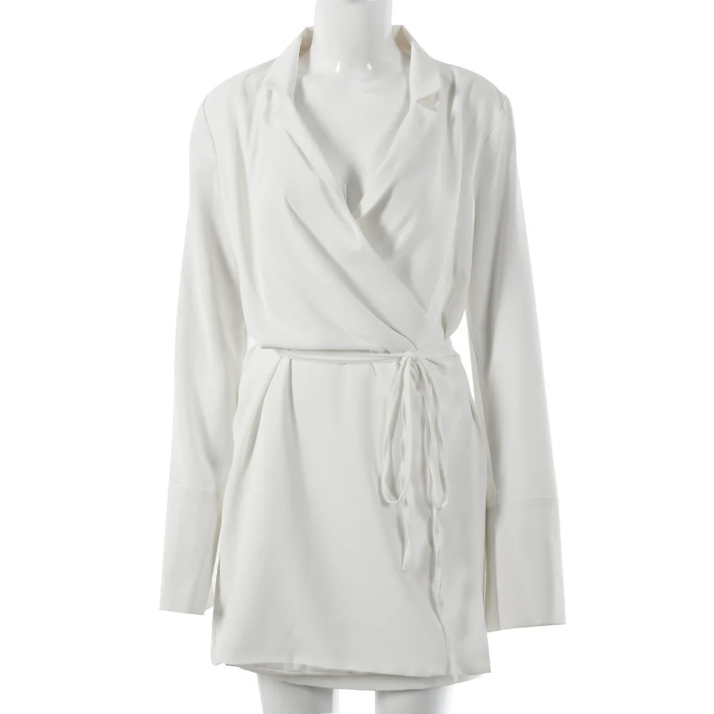 Niche Design minimalistische dames sexy diepe V lange mouw stropdas taille elegante korte jurk