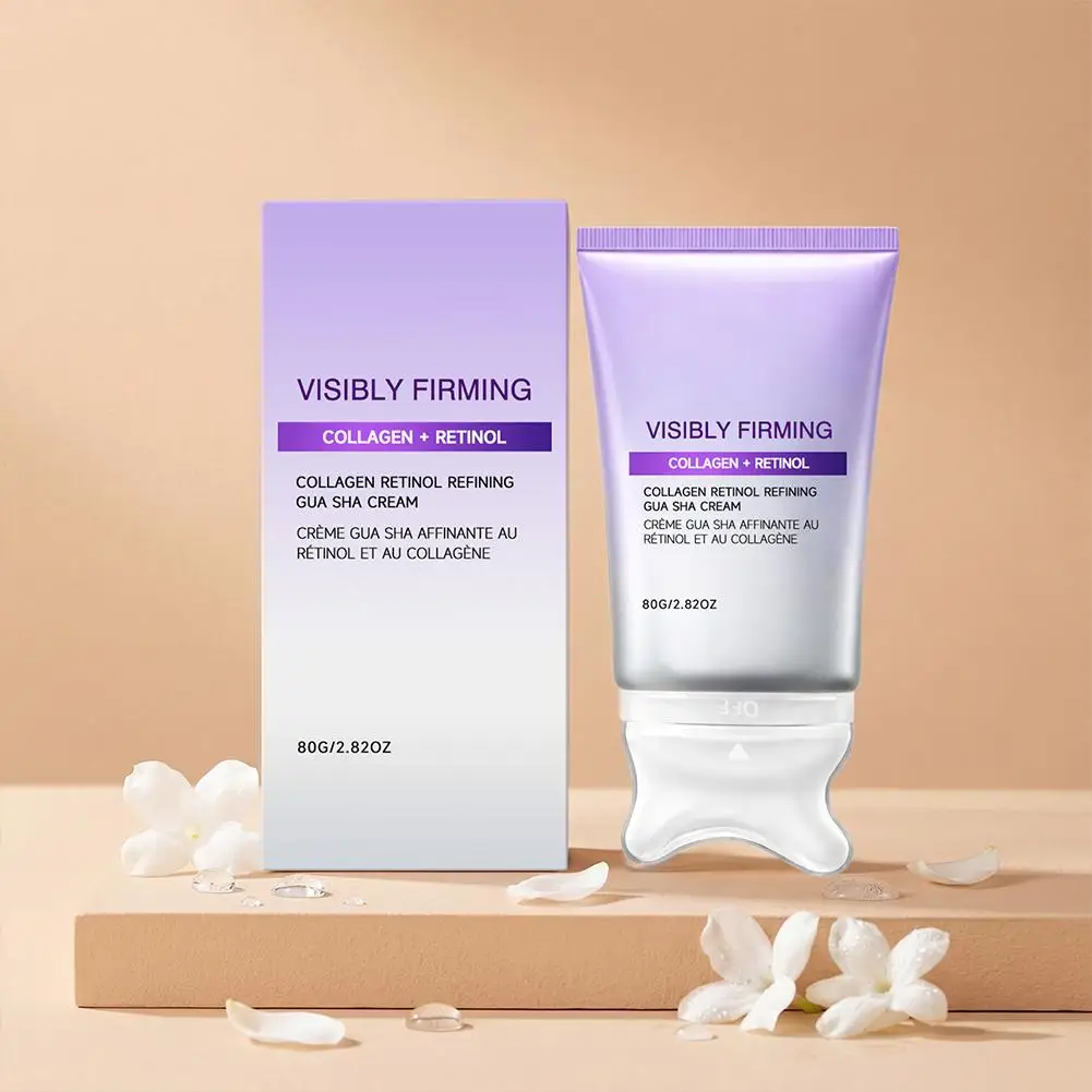 Visibly Firming Retinol Collagen Cream 80g with Built-in Gua Sha for Face & Neck Massage Anti-Wrinkle