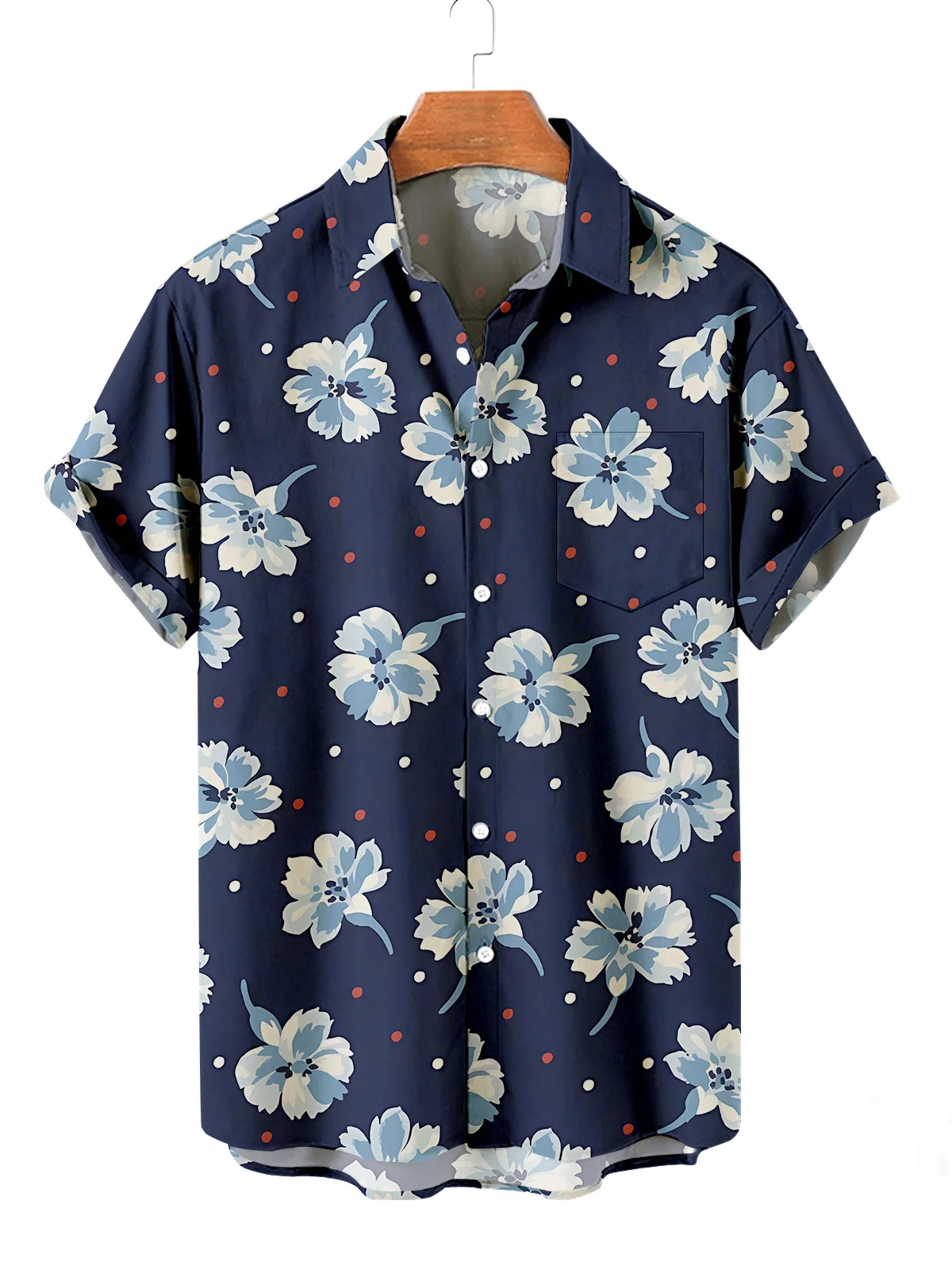 Kemeja Hawaii Bunga Pria Baru Kemeja Lengan Pendek Liburan Kasual Kemeja Berkancing Kerah Pakaian Jalanan Fashion Musim Panas untuk Pria