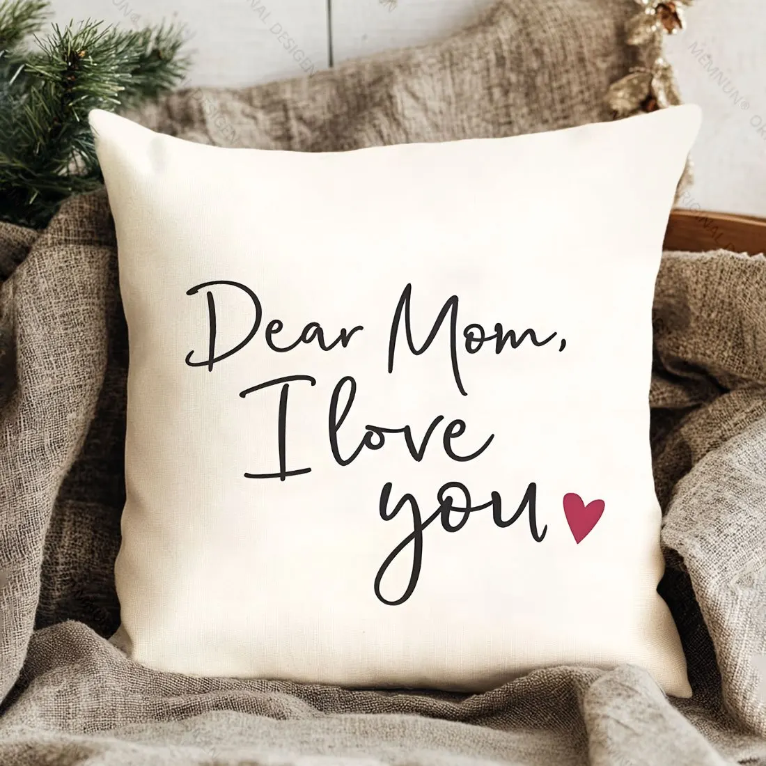 1pc Dear Mom I Love You Slogan Printed Throw Pillow Cover, Suitable for Sofa, Bedroom, Living Room, a Heartwarming Gift for Mom.