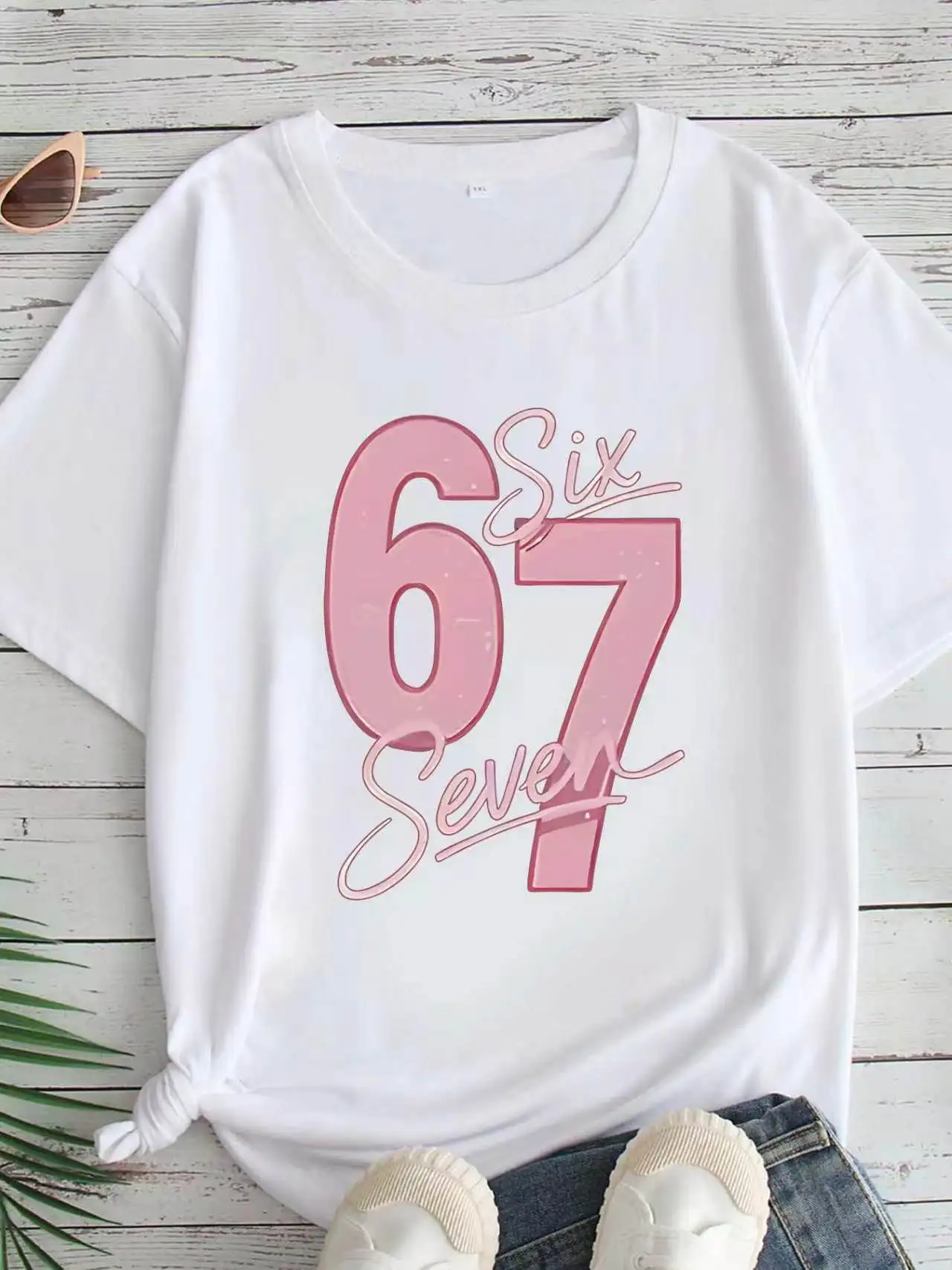 

Women's Large Size Printed round Neck Short Sleeve T-shirt 1-7XL Comfortable Casual Top in European Style