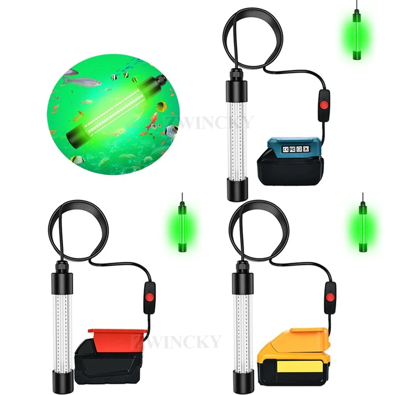

For Makita/Dewalt/Milwaukee 18V Li-ion Battery Underwater Fishing Light IP68 Waterproof LED Fish Attracting for Docks Boats