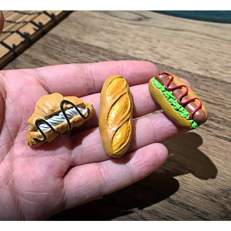 Mini Food Car Decoration Mini Hotdog Croissant Model Car Ornaments Interior Dashboard Decoration car accessories Birthday Gift
