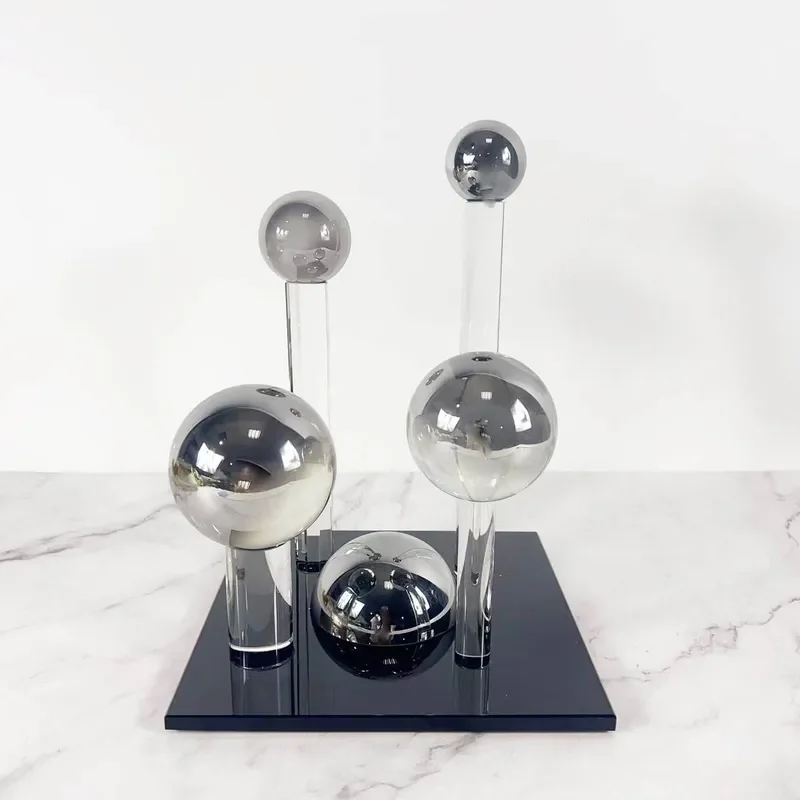 3D Crystal Glass Space Ball Ornament Creative Desktop Art Decoration for Living Room Office Exhibition Hall Modern Home Decor