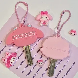 Kawaii Sanrio Hello Kitty Silicona Key Cubierta protectora a prueba de polvo anime de dibujos animados My Melody Portable Anti-Lost Keychain Girls 8 mejores ventas mi keycap de melodía - №2