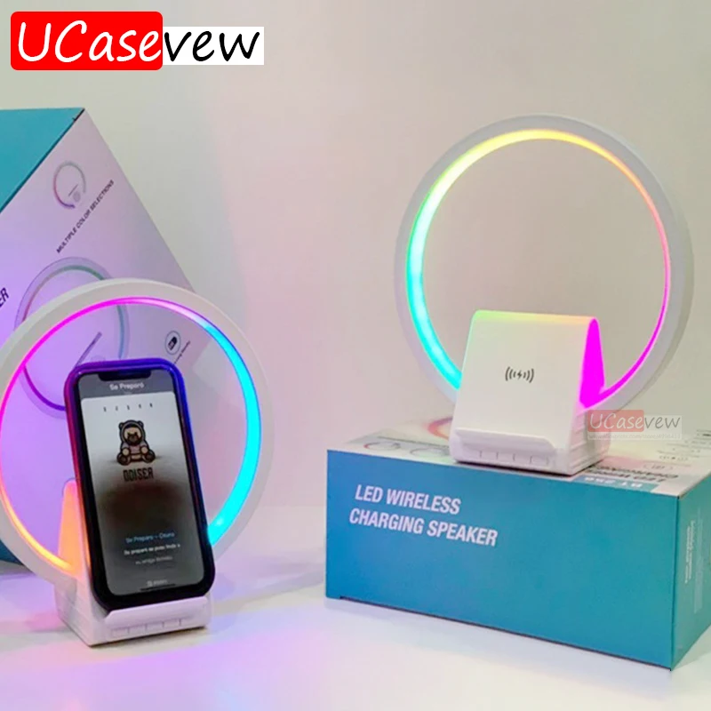 15W LED RGB Light Bluetooth Speaker Fast Charging Station For iPhone 14 13 12 11 X 8 Samsung Night Light Wireless Charger Stand