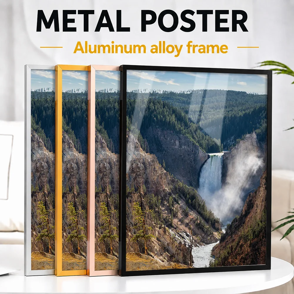 Yellowstone Falls Metal Poster With Aluminum Alloy Frame Personalized Scenic Tribute Wall Art For Travelers Decorating Office