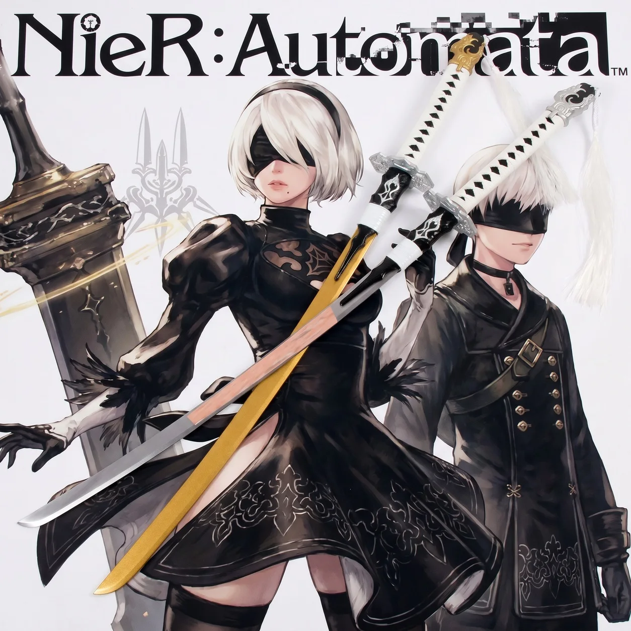 47 Inch NieR Automata YoRHa 2B 9S Katana Sword Safe Blunt Edge Cosplay Prop Display Sabre Blade Anime Collection Decor Gift