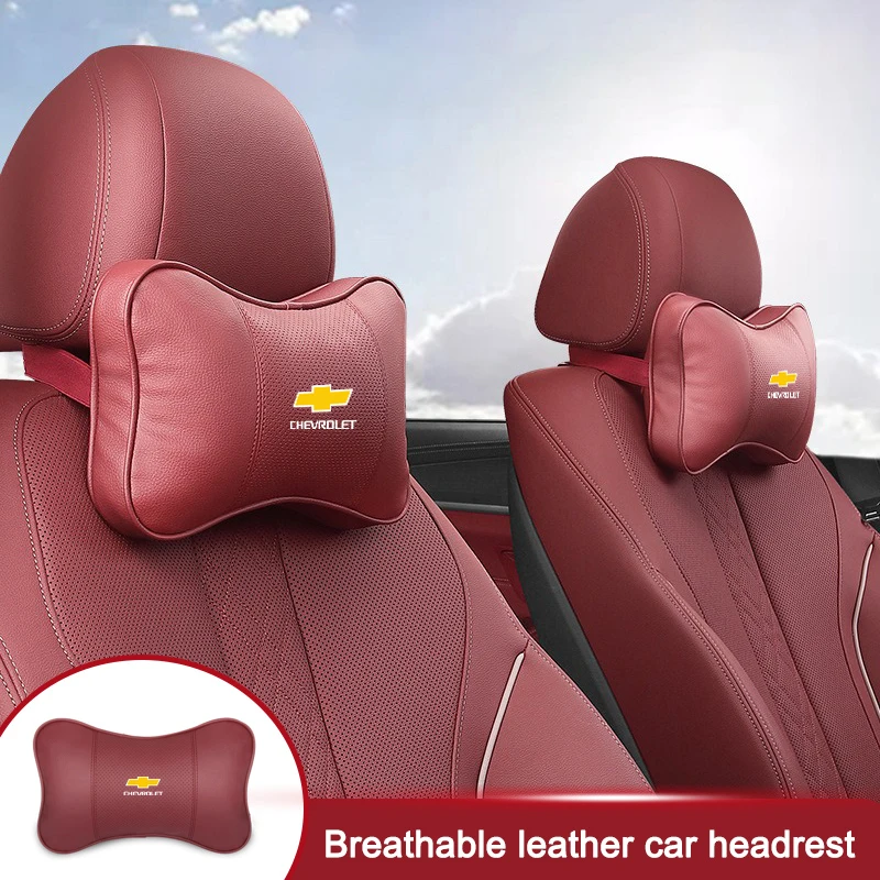 Leather Car Headrest For Chevrolet Spark Captiva Cruze Tracker Epica Nubira Malibu Optra Memory Cotton Neck Pillow Accessories