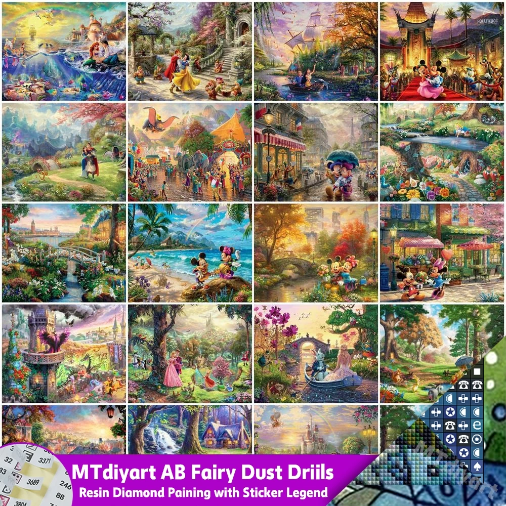 Alice In Wonderland Fairy Dust AB Diamond Painting With Sticker Legend Disney Princess Mickey Minnie Dumbo DIY Art Mermaid Decor