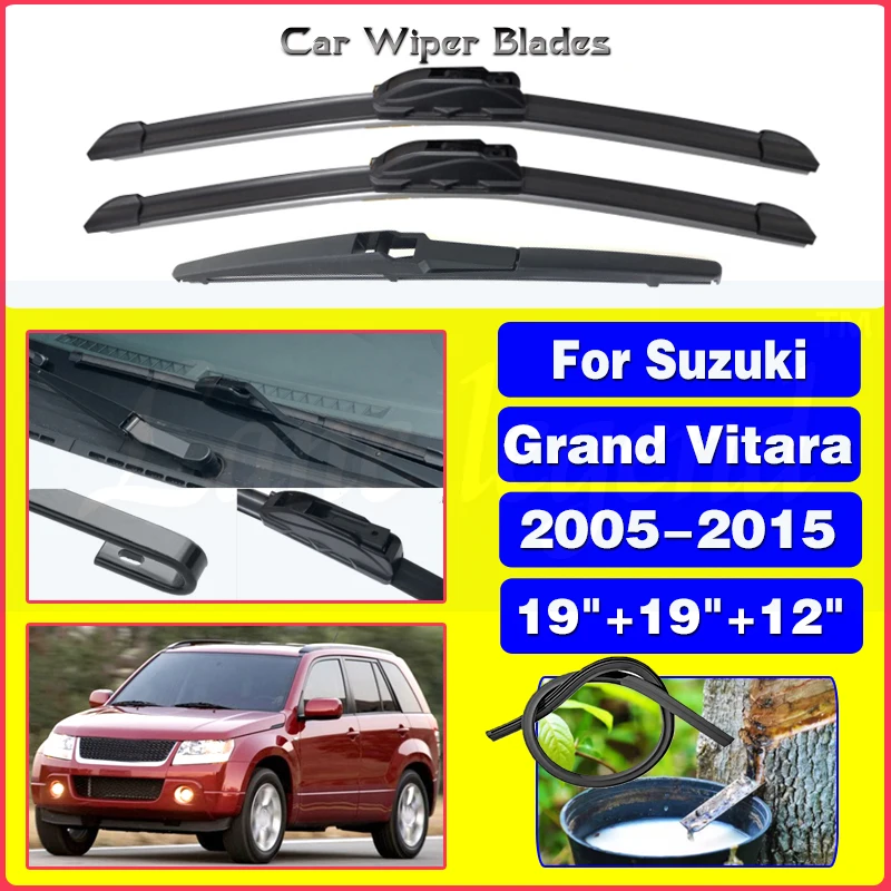 

Wiper Front Rear Wiper Blades Set Kit For Suzuki Grand Vitara 2005-2015 Windshield Windscreen Rain Brushes 2013 2014 19"+19"+12"