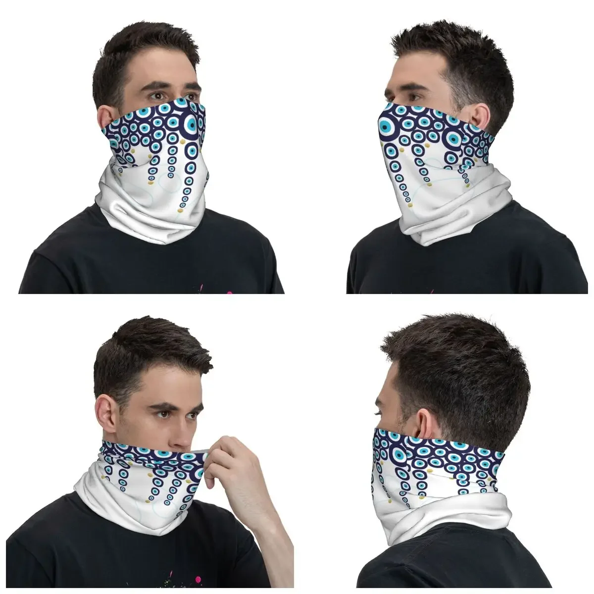 Personalizado mediterrâneo turco mau olhado pendurado contas pescoço gaiter uv protetor facial tribus de inverno amuleto arte bandana cachecol para caminhadas