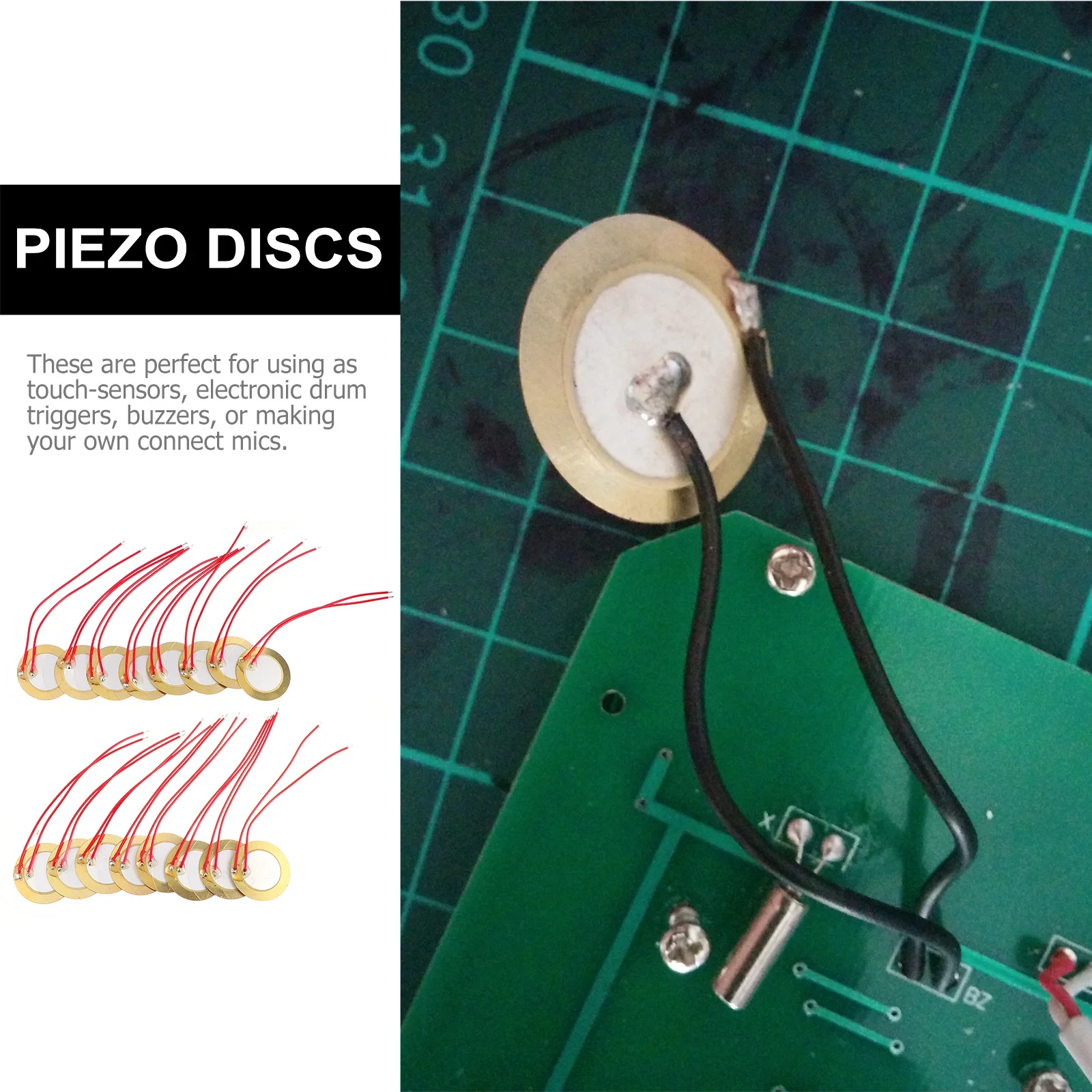 

20pcs Piezo Sounder Sensor Musical Instrument Parts Trigger Drum Discs For Electronic Buzzers Low Voltage Thin Light