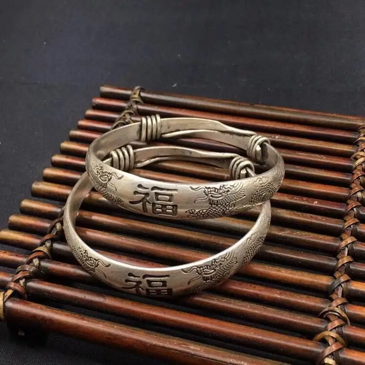 925 Silver Antique Miscellaneous, Miao Silver Bracelet, Exquisite Low Price, Antique, Copper Bracelet, Antique Silver Bracelet 0