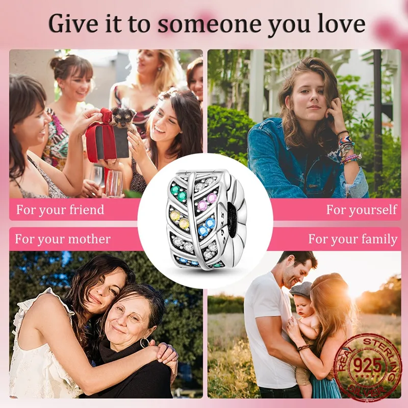 Perles pendentif colorées en argent sterling 925, associées à un bracelet au design original, un cadeau de bijoux DIY pour les femmes.