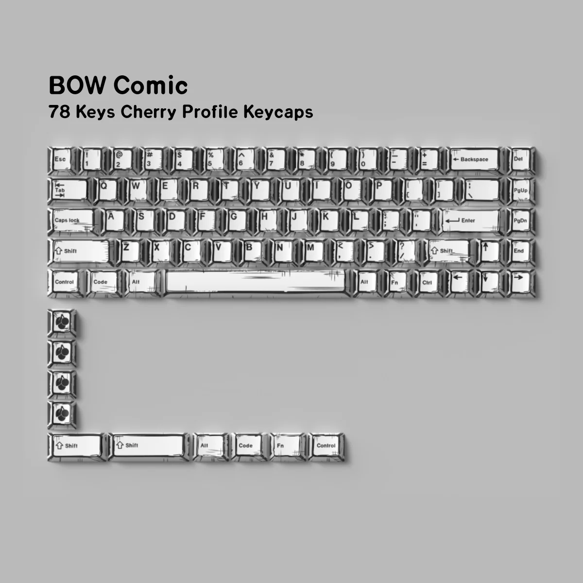 GMK WOB Keycaps Comic Style Cherry Profile PBT Dye-Sub 151-toetsen voor mechanisch gamingtoetsenbord Dikker Keycaps Wooting ISO