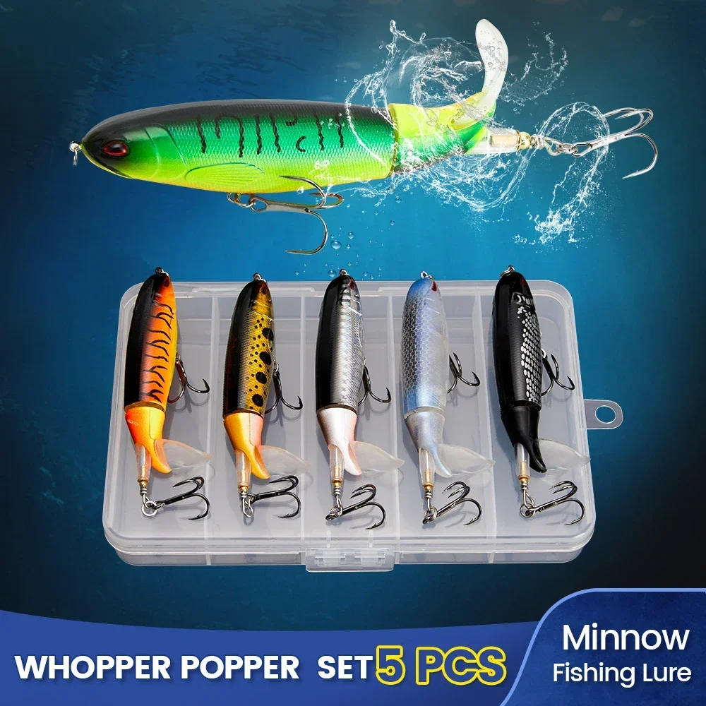 13g/15g/35g Whopper Plopper Minnow Fishing Lure Set Crankbaits Fishing Artificial Hard Bait Wobbler Rotating Tail Fishing Tackle