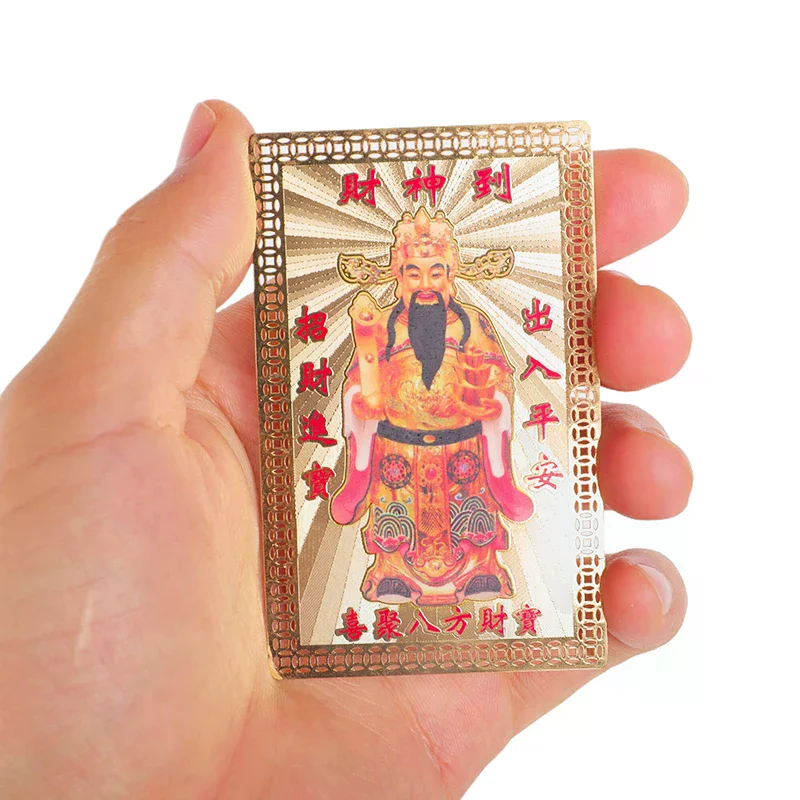 Carte amulette chinoise Feng Shui du Dieu de la Richesse Bouddha pour les affaires, la fortune, le trésor, la décoration de la maison, carte taoïste porte-bonheur, amulette de paix