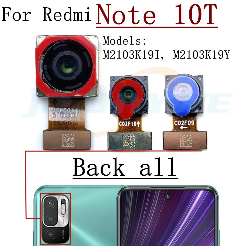 Rear Front Camera For Xiaomi Redmi Note 10S 10T 5G Back Selfie Frontal Backside Camera Module Flex Repair Spare Parts