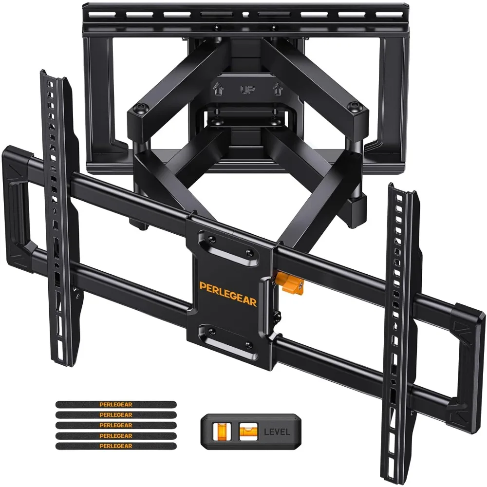 

Perlegear UL Listed Full Motion TV Wall Mount for 42-90 inch TVs up to 132 lbs, TV Mount with Dual Articulating Arms, Tool-Free