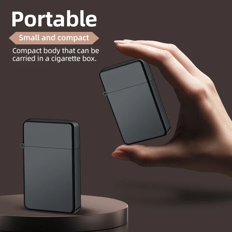 Windproof Red Flame Lighter, Night Glow, Compact and Portable Alloy Material, Butane Inflation, Multiple Colors, Cigar Lighter