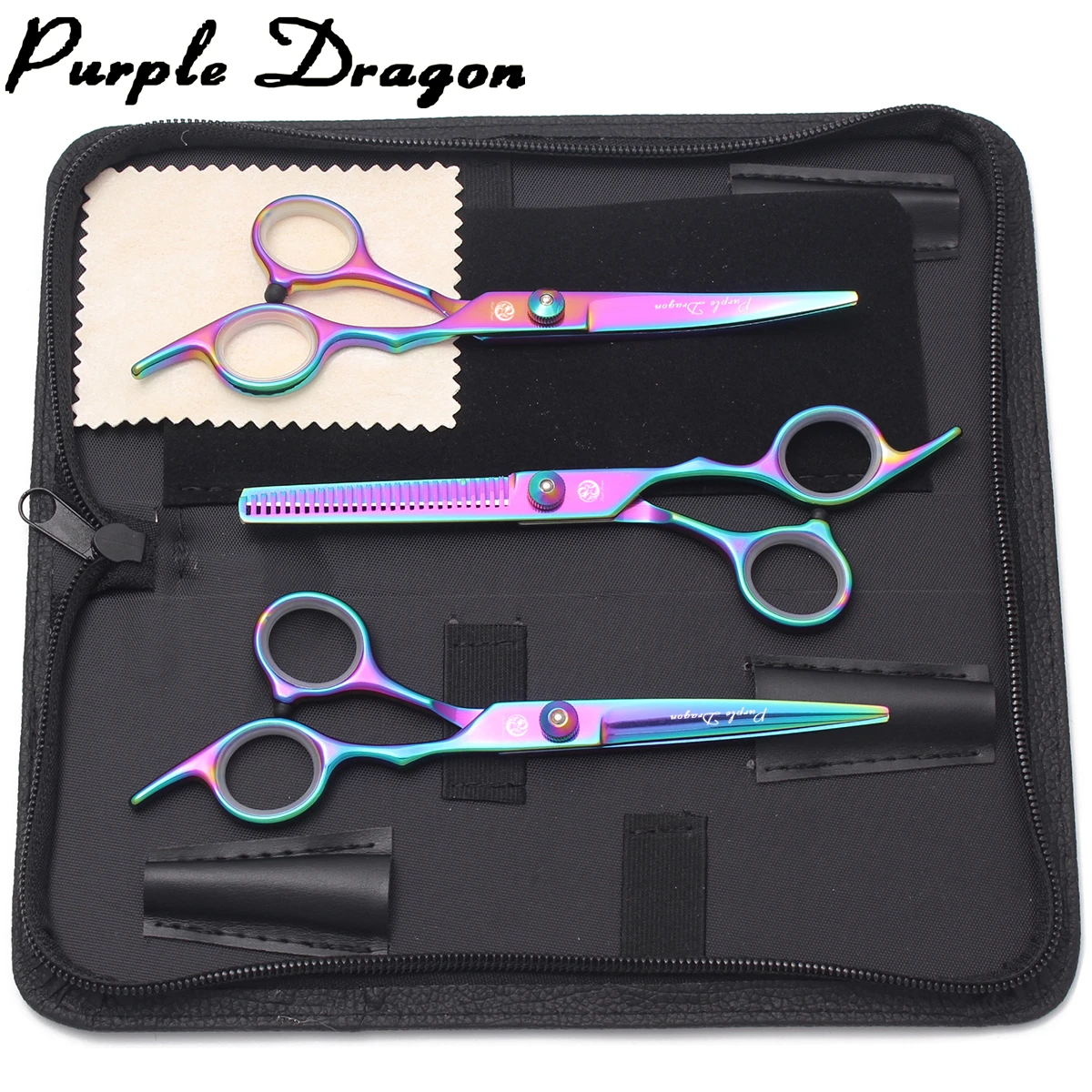 Hundepflegeschere Japan Edelstahl 6" Haustier Friseurschere Regenbogen Hund gebogene Schere Effilierschere Schönheitskamm Z3002 – Detail 10