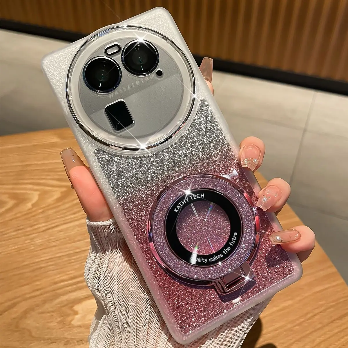 For OPPO Find X6 X5 X3 Pro Case Soft Glitter With Ring Stand Magnetic Protective Back Cover Case For OPPO Find X7 X6Pro X5 Lite