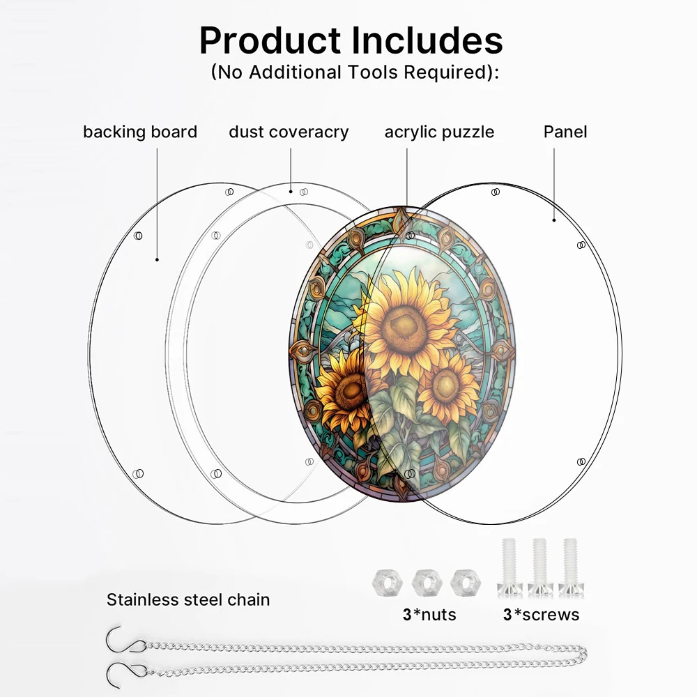 Acrylic Puzzle Suncatcher, Sunflower Catchers Puzzle, DIY SunCatchers Jigsaw Puzzle Window Hanging, Home & Garden Decor - view 4