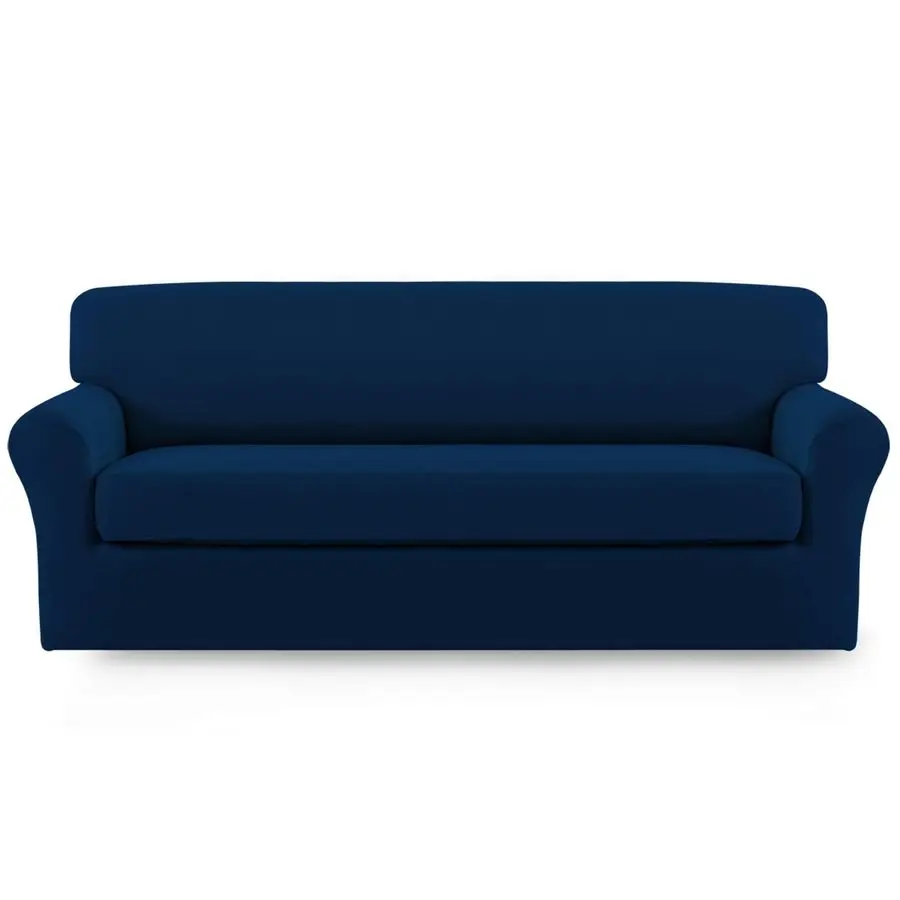 

2 Pieces Microfiber Stretch Sofa Slipcover Spandex Soft Fitted Sofa Couch Cover, Washable Furniture Protector with Elastic Botto
