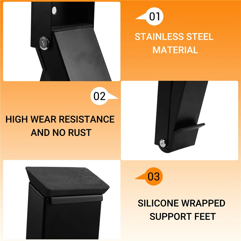 ABJO-Bentones de puerta con pedal autoadhesivo, soporte de tope de puerta sin perforación, acero inoxidable, antideslizante, negro