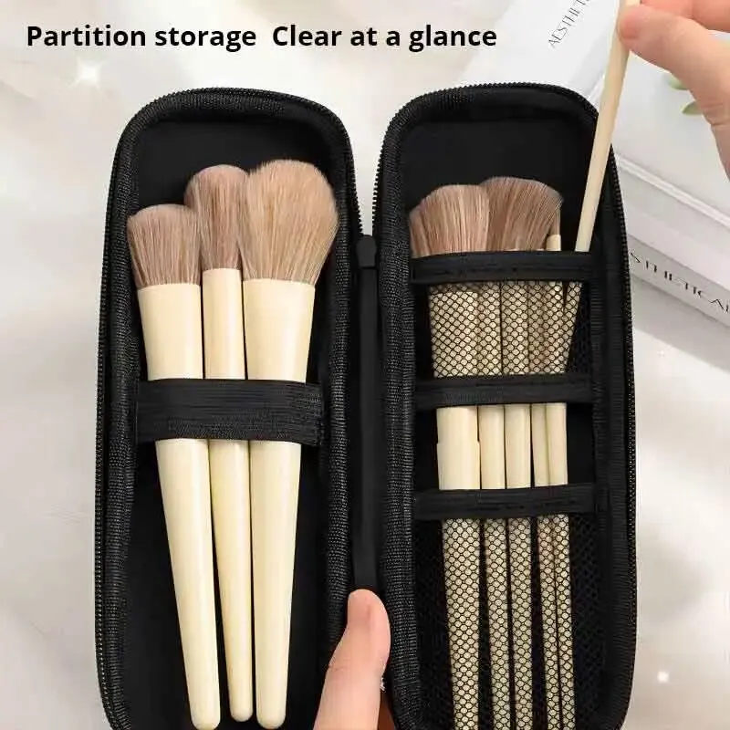 1pc Black Cosmetic Bag Waterproof Double Zipper Makeup Brushes Case Women Storage Bags Portable Travel Brush Holder Makeup Case