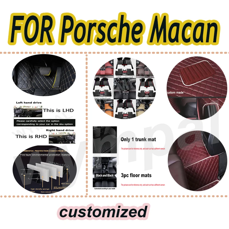 

Роскошные автомобильные коврики для Porsche Macan 95B 2018 2017 2016 2015 2014, кожаные автомобильные коврики, полный комплект