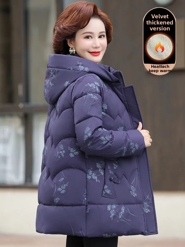 

plus Size Fce Lined down Jaet for Women Thiened Winter Coat Warm Cotton Duling Sle Zipper Closure Hooded Cardigan