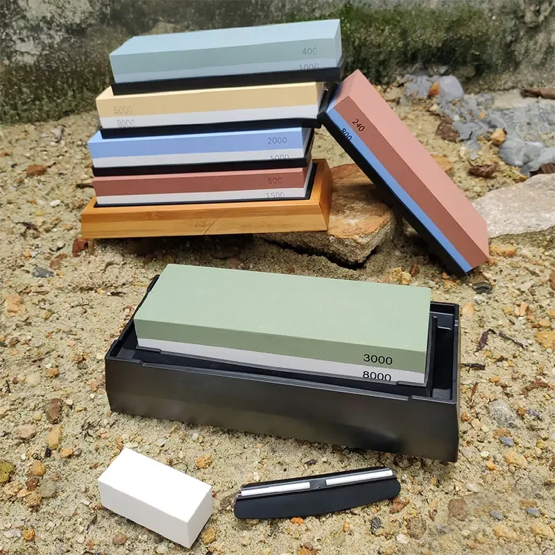 

Sharpening Stone Knife Sharpener Grit240-8000# Whetstone Professional Grindstone Set Wood Base Angle guide Polishing Set