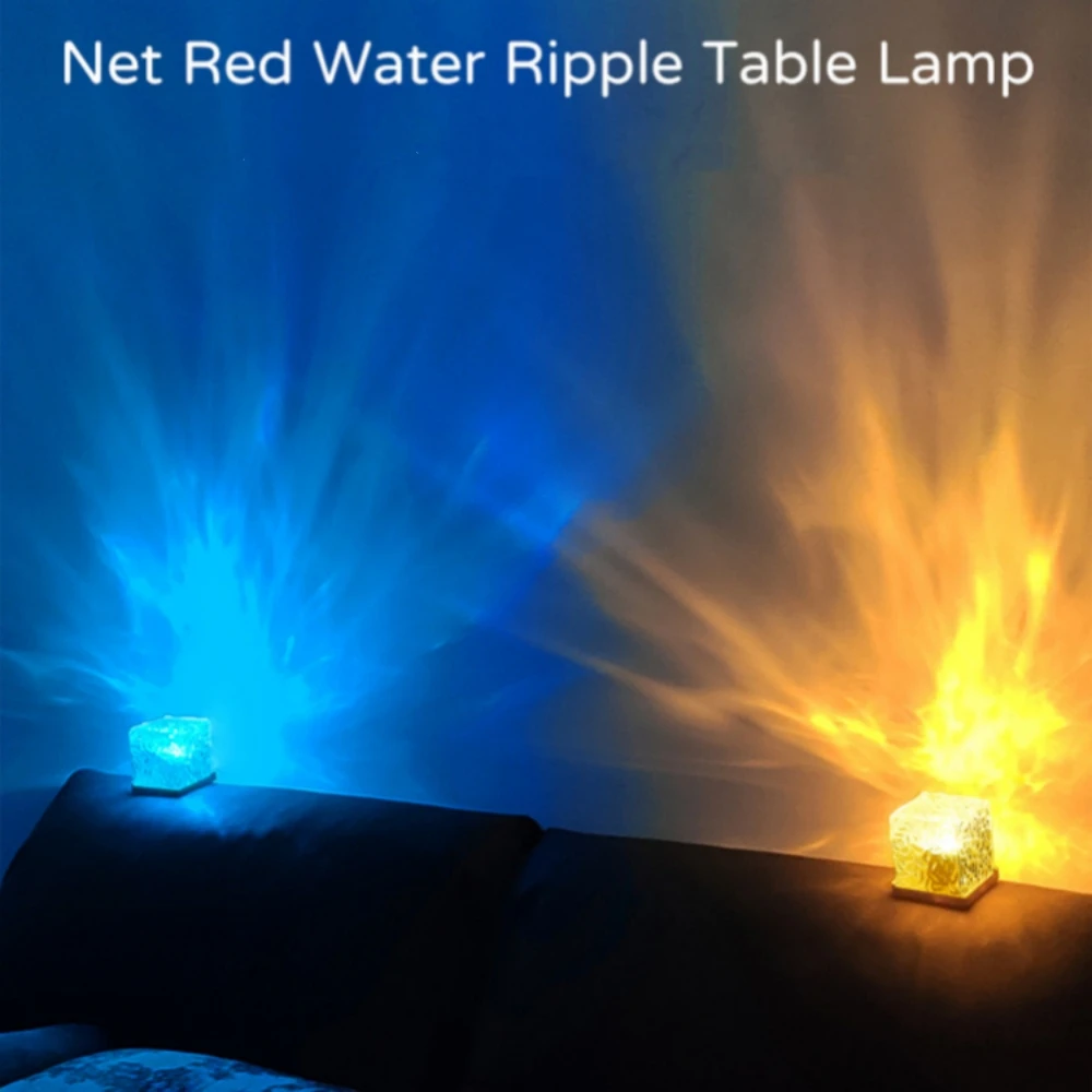 Imagem -06 - Dynamic Rotating Water Ripple Projector Crystal Night Light Lâmpada Cubo Colorido Led Table Light Home Decor 3d