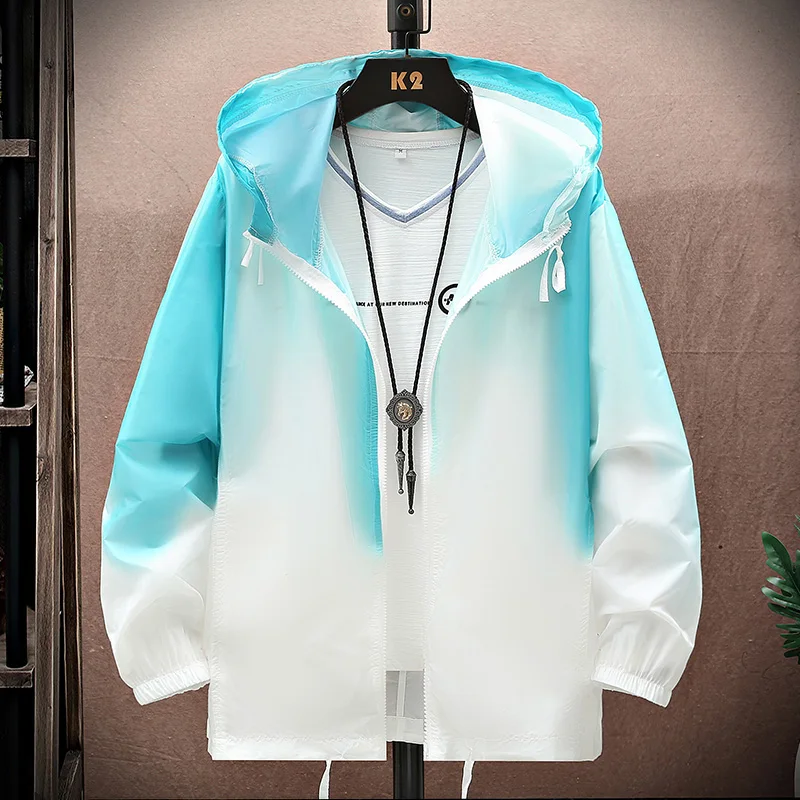 2024 Women Jacket Summer Gradient Y2K Hip hooded Light Thin Coats Windbreaker Woman Hooded Coat veste femme Jackets Clothes