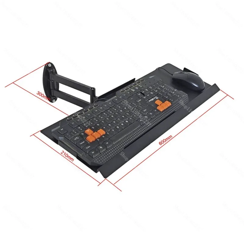Monitor Keyboard Tray, Rotatable & Retractable Under Desk Mount Holder, Integrated Keyboard Mouse Bracket Support Shelf