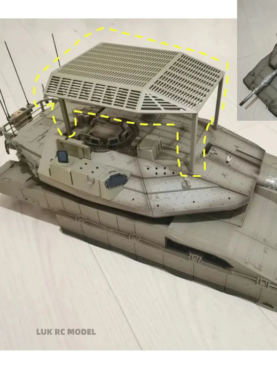 Plafondrooster voor 1/16 Merkava RC Tank Upgrade Accessoires Modificaties Henglong Wijzigen DIY Speelgoed Geschilderd Jongen Cadeau - afbeelding 2
